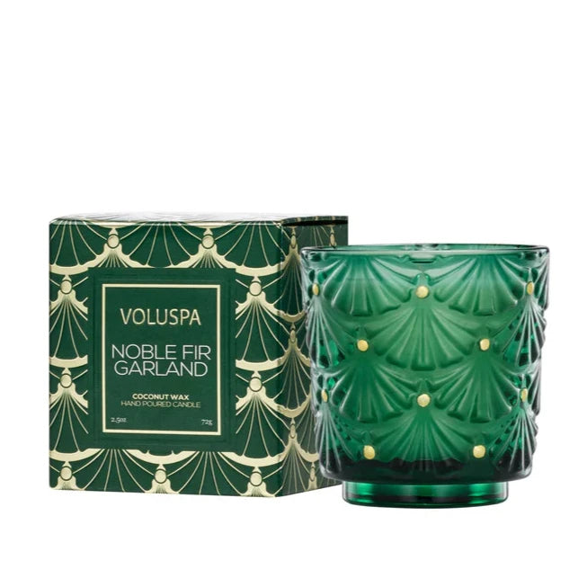 Noble Fir Garland Boxed Pedestal Candle